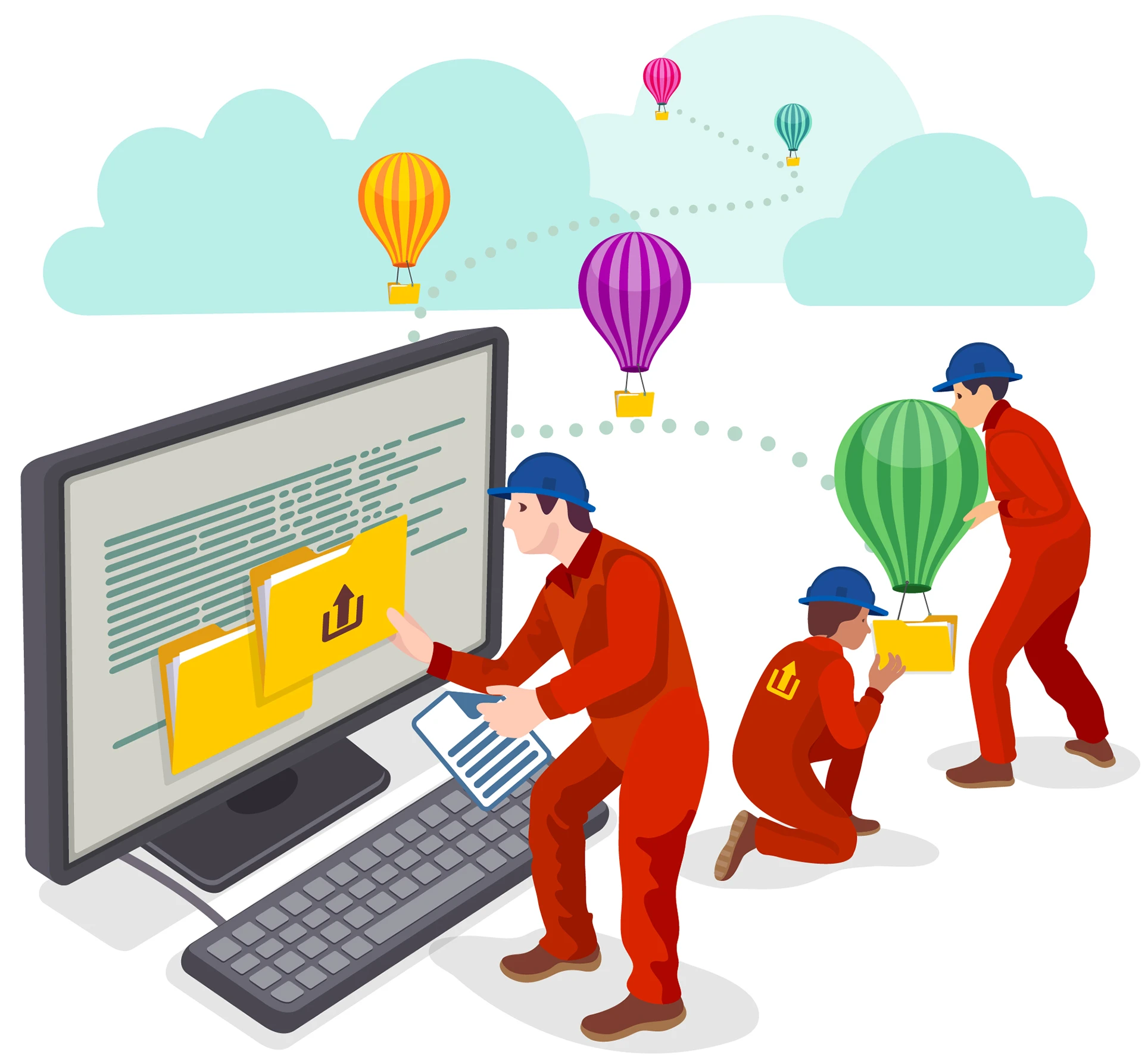 Technicians transferring linux VPS onboarding files across