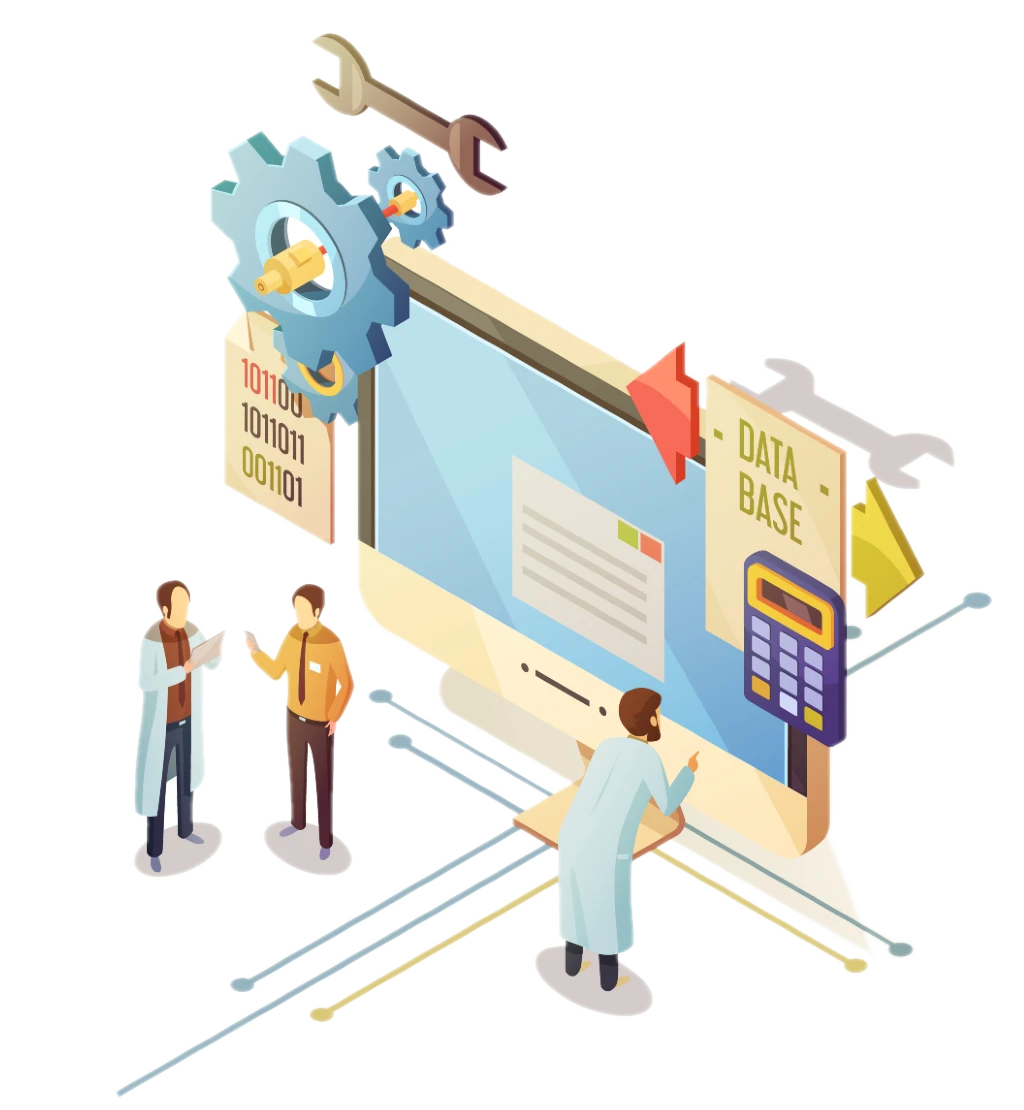 IT engineers conduction routine maintenance on a SQL database