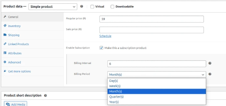 ReCurr Tutorial Select the billing period of your choice