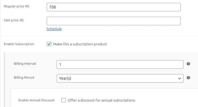 ReCurr Tutorial selecting annual cycle without discount
