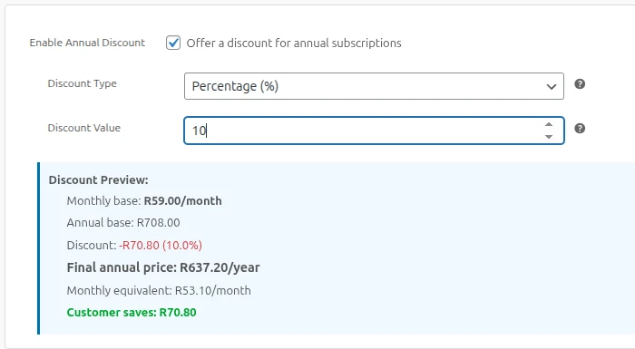 ReCurr Tutorial Reviewing discount preview