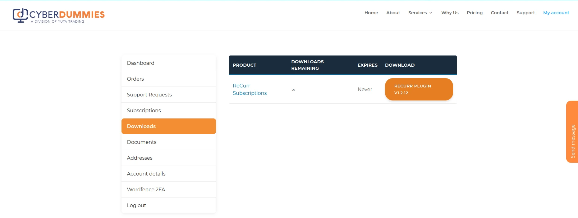 Download ReCurr plugin fro My Account on Cyberdummies website