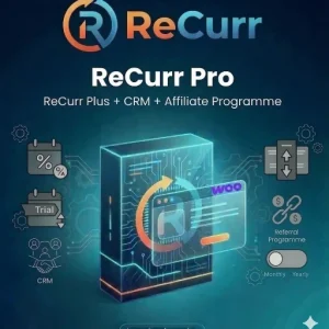 ReCurr Pro for WooCommerce includes ReCurr Plus features plus CRM platform and Affiliate programme