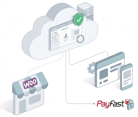 Hosted ReCurr platform connecting WooCommerce and custom sites to your own Payfast account